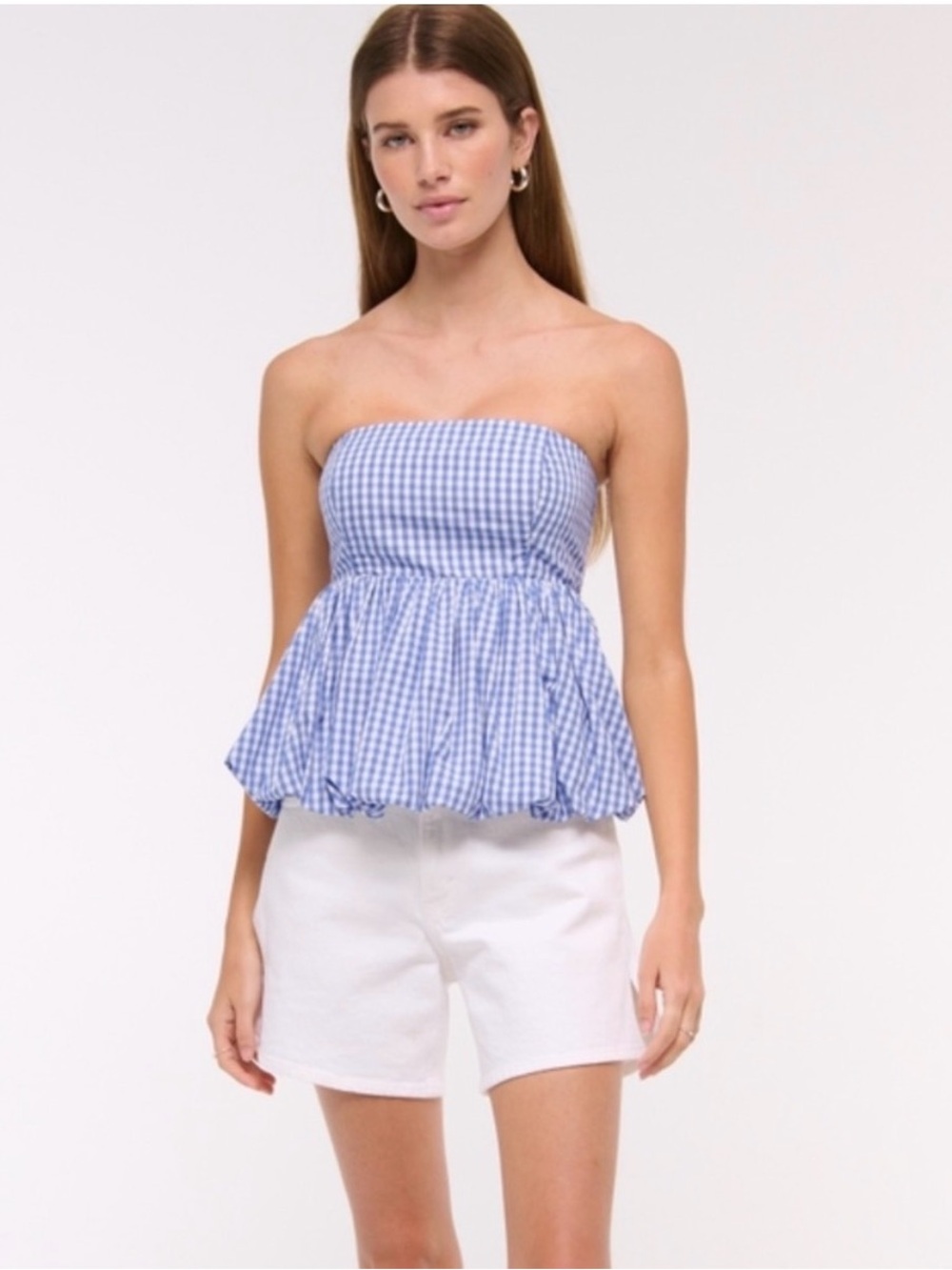 Abercrombie & Fitch Blue Gingham Ruffle Shirt